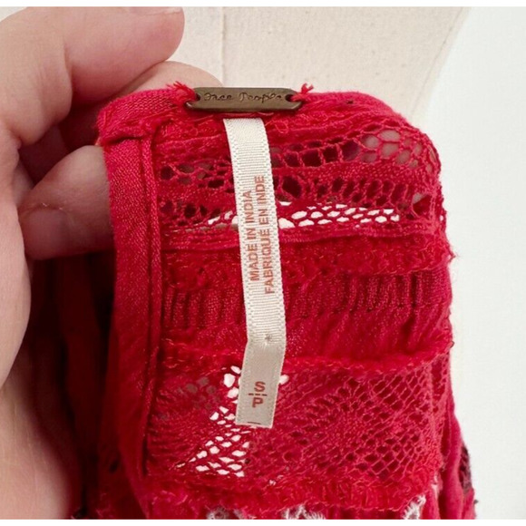 Free People Womens Peasant Blouse Size Small Boho Relaxed Hippie Lightweight - Picture 8 of 10